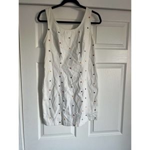 California Concepts Embroidered Y2K White Denim Corduroy Dress Size 11